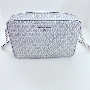 Jet Set Large Metallic Logo Crossbody Bag